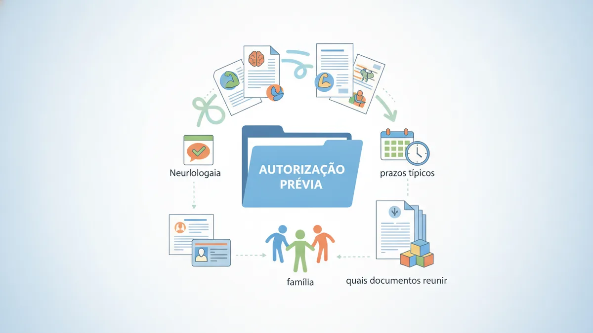 Ilustração editorial sobre autorização de terapias pelo convênio