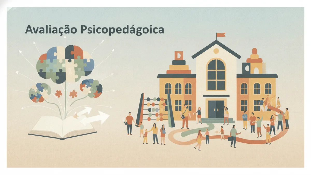 Ilustração editorial sobre avaliação psicopedagógica