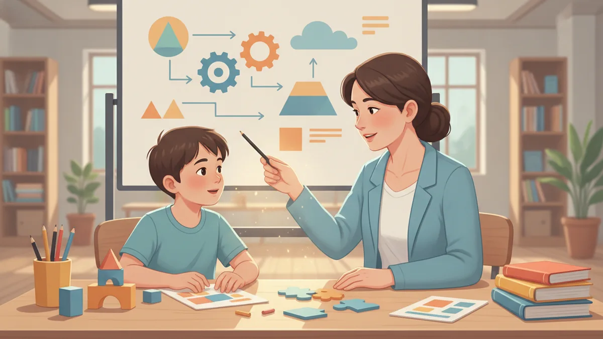 Ilustração editorial sobre Como a Psicopedagogia Ajuda Crianças com Dificuldades de Aprendizagem