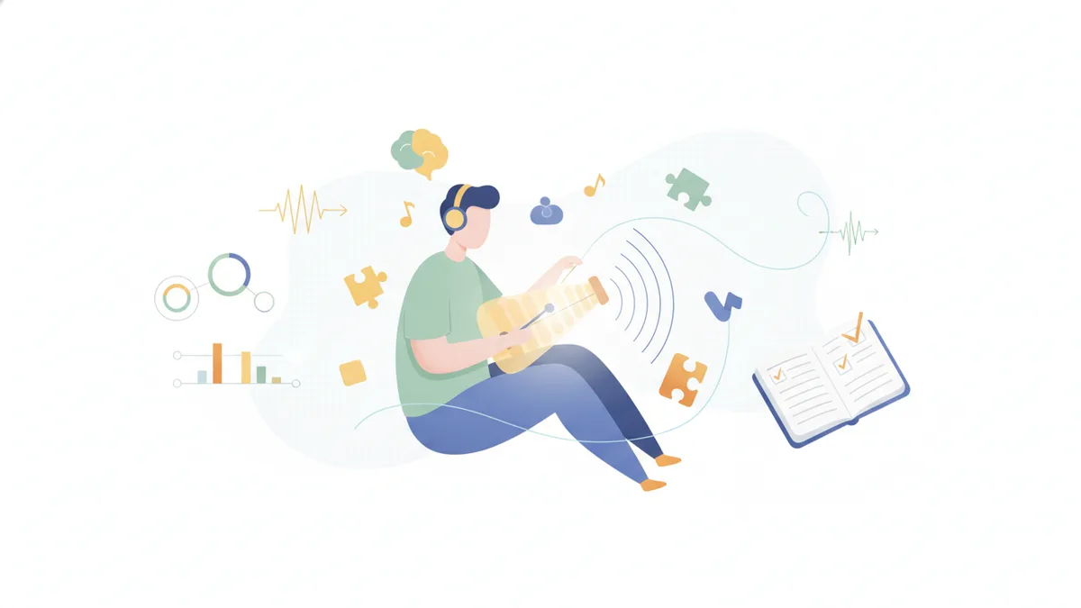 Ilustração editorial sobre musicoterapia no autismo