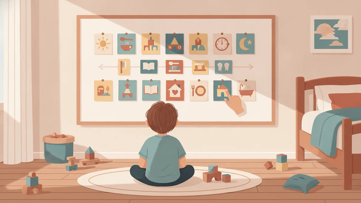 Ilustração editorial sobre rotina para criança com autismo
