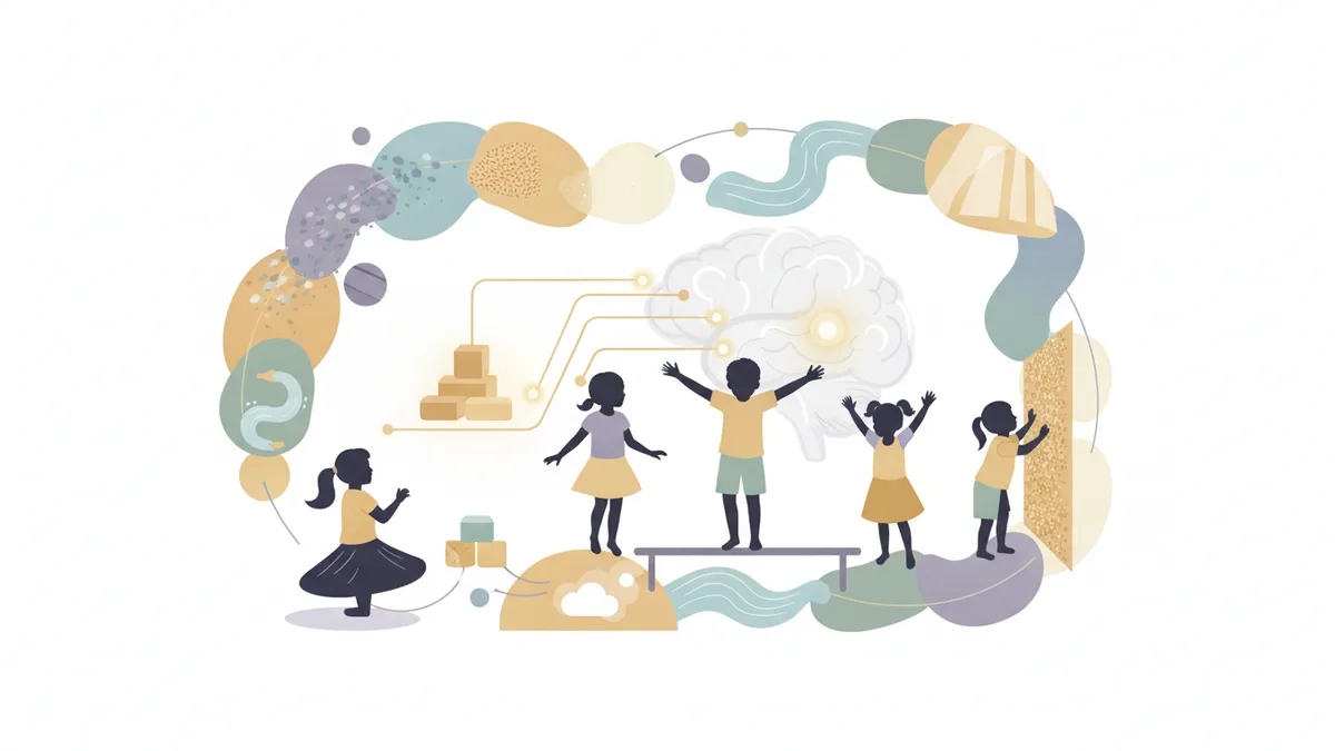 Ilustração editorial sobre integração sensorial