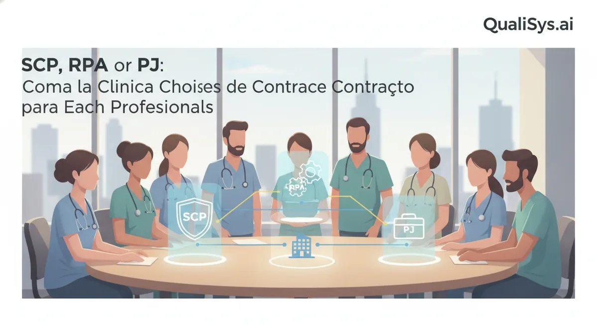 Ilustração editorial sobre contratos para profissionais de saúde