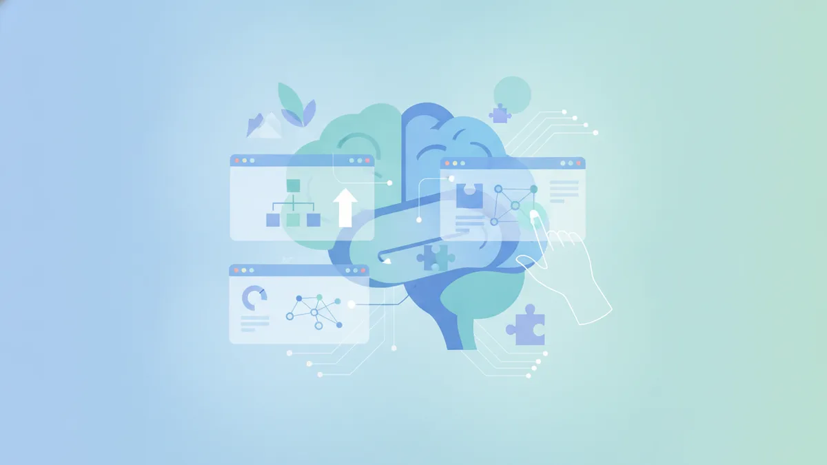 Ilustração editorial sobre avaliação neuropsicológica informatizada